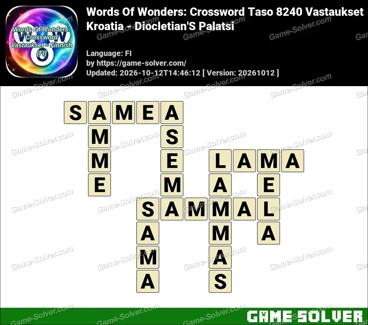 Words Of Wonders: Crossword Taso 8240 Vastaukset – Kroatia – Diocletian’S Palatsi